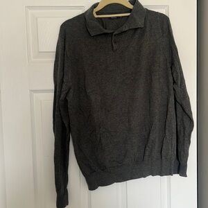 JCrew Charcoal Grey Long Sleeve Sweater Polo Harbor Cotton